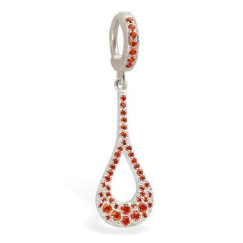 TummyToys® Dazzling Orange CZ Charm Navel Bar - TummyToys® Patented Clasp. Navel Rings Australia.