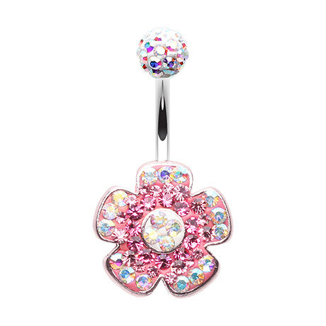Motleys™ Flower Festival Belly Bar - Fixed (non-dangle) Belly Bar. Navel Rings Australia.