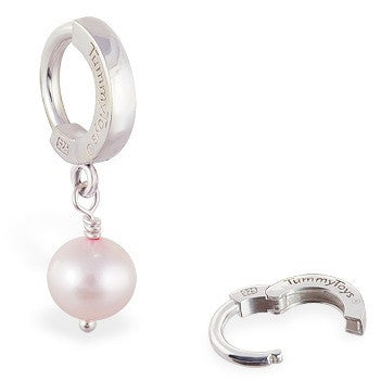 TummyToys® Pink Freshwater Pearl Huggy - TummyToys® Patented Clasp. Navel Rings Australia.