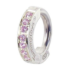 TummyToys® Silver Pink Cubic Zirconia Paved Sleeper - TummyToys® Patented Clasp. Navel Rings Australia.