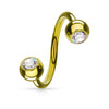 Double Gem Spiral Twister with Gold Plating