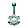 CiCi Clam Pearl Belly Ring in Titanium