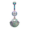 Rainbow Sea Shell Pearl Belly Button Ring