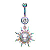 Rainbow Sunburst Pearl Belly Button Bar