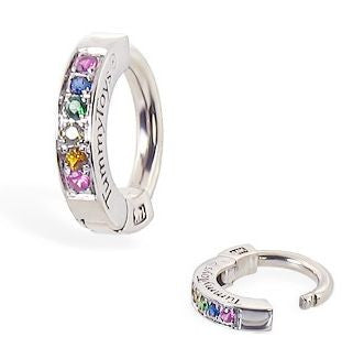 TummyToys® 14K White Gold Rainbow Sapphire Belly Button Ring - TummyToys® Patented Clasp. Navel Rings Australia.