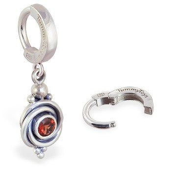 TummyToys® 925 Silver Garnet Huggy - TummyToys® Patented Clasp. Navel Rings Australia.