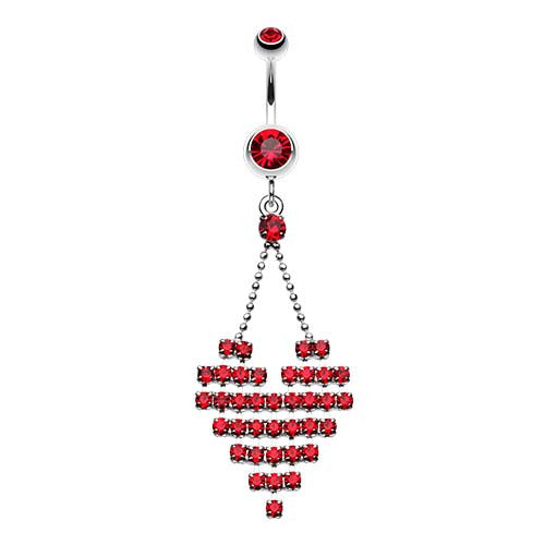 Tetris Heart Belly Button Ring - Dangling Belly Ring. Navel Rings Australia.