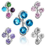 Crystal Vine Reverse Belly Button Bar - Reverse Top Down Belly Ring. Navel Rings Australia.