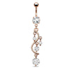Chandelier Vine Navel Ring with Rose Gold Plating