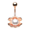CiCi Clam Pearl Navel Ring in Rose Gold