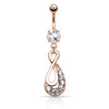 Gem Infinity Belly Piercing Ring with Rose Gold Plating