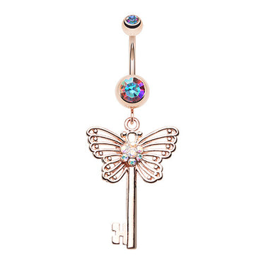 Unlocked Butterfly Wings Belly Ring - Dangling Belly Ring. Navel Rings Australia.