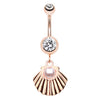 Pearled Shell Belly Bar with Rose Gold Plating