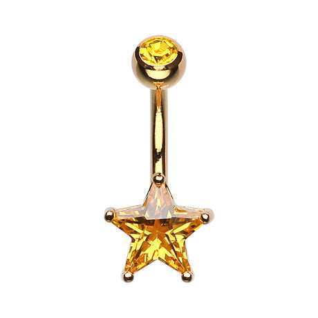 Metallic Star Belly Bar - Fixed (non-dangle) Belly Bar. Navel Rings Australia.