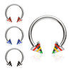 Trio Stripe Spike Circular Belly Piercing Ring