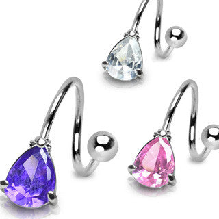 Teardrop Spiral Navel Bars - Spiral Twister Twistie. Navel Rings Australia.