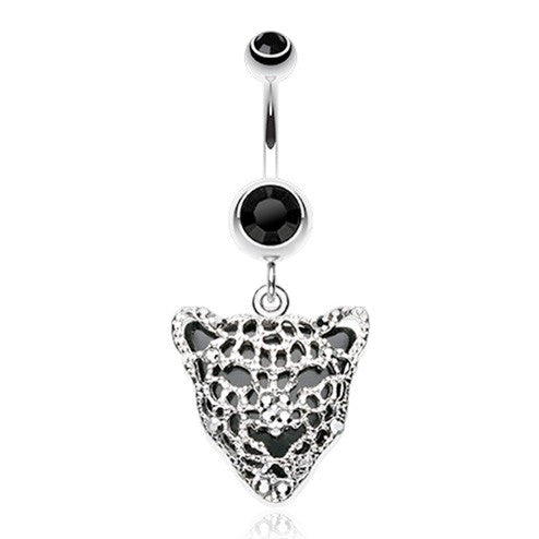 Black Onyx Panther Belly Piercing - Dangling Belly Ring. Navel Rings Australia.
