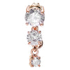 Classic Gem Drop Reverse Belly Bar with Rose Gold Plating