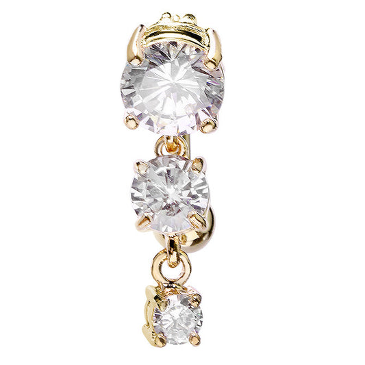 Classic Reverse Drop Belly Bar with Gold Plating - Reverse Top Down Belly Ring. Navel Rings Australia.