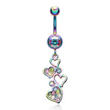 Rainbow Love Journey Belly Bar - Dangling Belly Ring. Navel Rings Australia.
