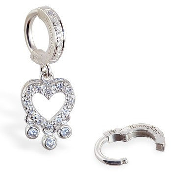 TummyToys® Paved Vintage Heart Clasp - TummyToys® Patented Clasp. Navel Rings Australia.