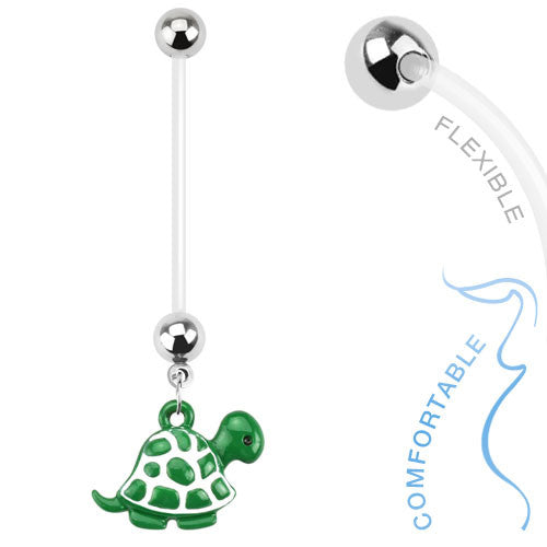 Turtle Charm Pregnancy Navel Bar - Maternity Belly Ring. Navel Rings Australia.