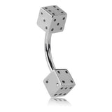 Twice the Dice Belly Piercing - Fixed (non-dangle) Belly Bar. Navel Rings Australia.