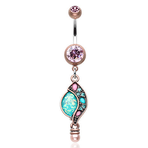 Hawaiian Opala Vintage Belly Button Bar - Dangling Belly Ring. Navel Rings Australia.