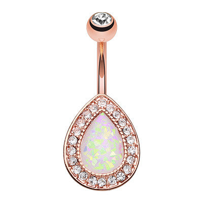 Rose gold opal belly ring store