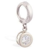 TummyToys® Solid White Gold CZ Dangle - TummyToys® Patented Clasp. Navel Rings Australia.