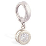 TummyToys® Solid White Gold CZ Dangle - TummyToys® Patented Clasp. Navel Rings Australia.