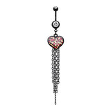 Wild Leopard Heart Navel Ring - Dangling Belly Ring. Navel Rings Australia.