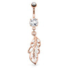 Jungle Gems Leaflet Belly Dangle with Rose Gold Plating