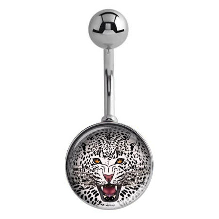 Roaring Snow Leopard Belly Rings - Basic Curved Barbell. Navel Rings Australia.
