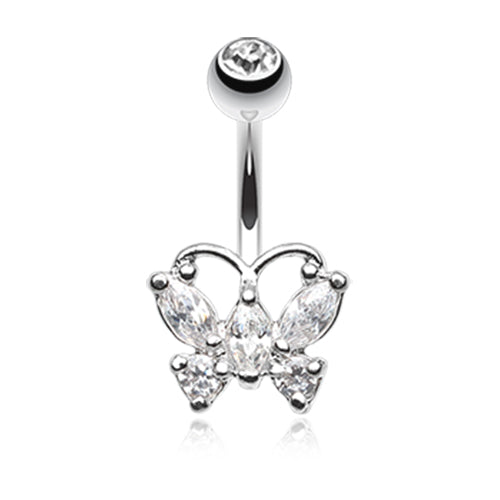 Classic Petite Butterfly Belly Ring - Fixed (non-dangle) Belly Bar. Navel Rings Australia.