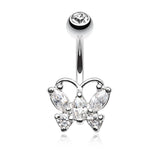 Classic Petite Butterfly Belly Ring - Fixed (non-dangle) Belly Bar. Navel Rings Australia.