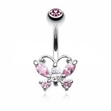Classic Petite Butterfly Belly Ring - Fixed (non-dangle) Belly Bar. Navel Rings Australia.