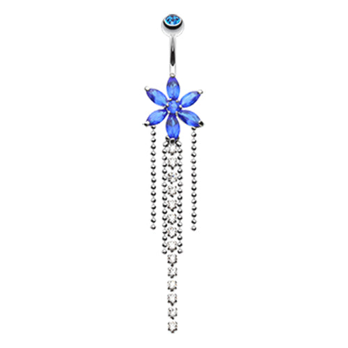 Crystal Bloom Belly Piercing - Dangling Belly Ring. Navel Rings Australia.