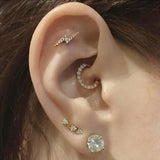 Authentic Lightning Bolt Diamond Earring by Maria Tash in 14K White Gold. Flat Stud. - Earring. Navel Rings Australia.