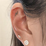 Authentic Lightning Bolt Diamond Earring by Maria Tash in 14K White Gold. Flat Stud. - Earring. Navel Rings Australia.