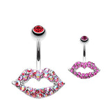 Lippy Lips Belly Button Ring - Fixed (non-dangle) Belly Bar. Navel Rings Australia.