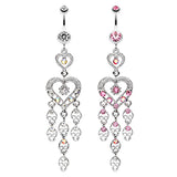 Ollie Heart Chandelier Belly Dangle - Dangling Belly Ring. Navel Rings Australia.