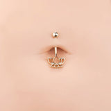14K Rose Gold Lotus Flower Belly Bar - Fixed (non-dangle) Belly Bar. Navel Rings Australia.