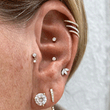 Diamond Engraved Lotus Threaded Stud Backing by Maria Tash in 14K Yellow Gold. Flat Stud.