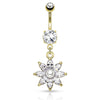 Lotus Pearl Navel Ring with Gold Plating