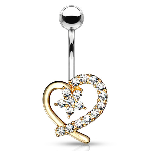 Lost in Love Belly Bar with Gold Plating - Fixed (non-dangle) Belly Bar. Navel Rings Australia.