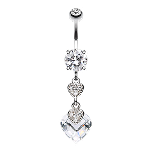 Allure Duo Hearts Belly Button Ring - Dangling Belly Ring. Navel Rings Australia.