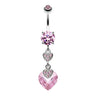 Allure Duo Hearts Belly Button Ring - Dangling Belly Ring. Navel Rings Australia.