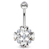 Lovers Diamanté Belly Ring in 14K White Gold