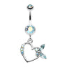Love Flutter Butterfly Belly Piercing - Dangling Belly Ring. Navel Rings Australia.